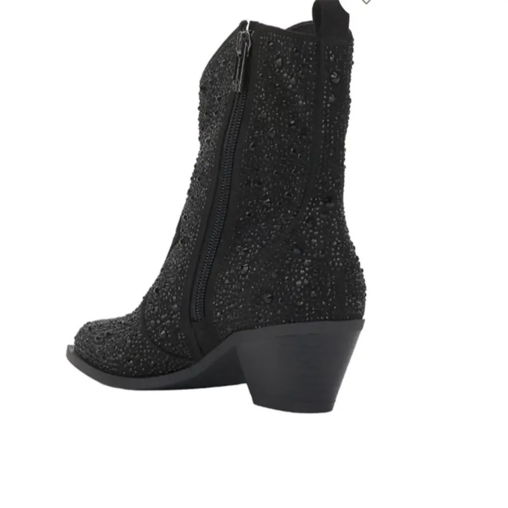 Jessica Simpson Womens Size 9.5 Oviedo Black Rhinestone Western Booties - Picture 3 of 10